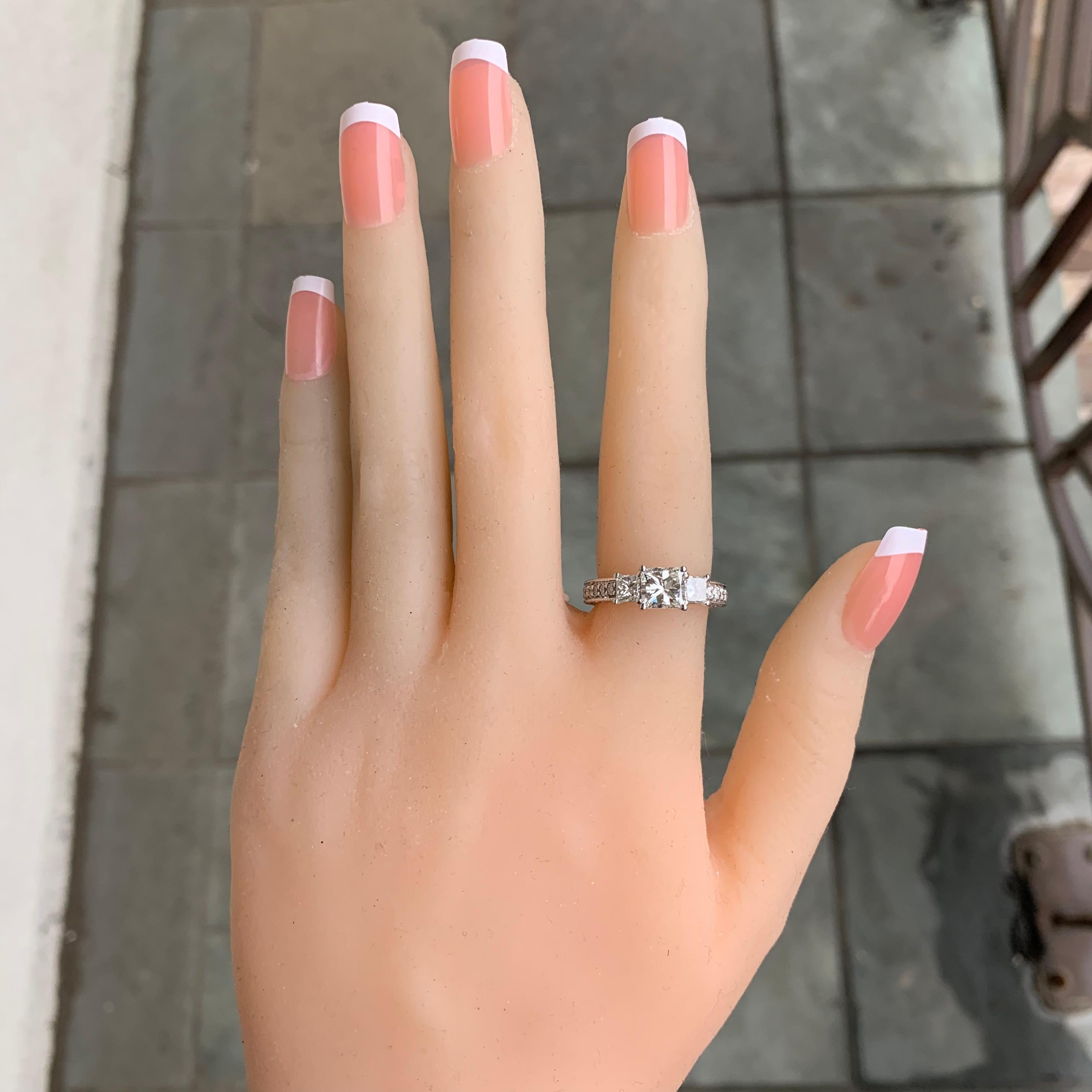 1.50 Carat Approximate, 3 Diamond Round Halo Engagement Ring, Ben Dannie im Zustand „Neu“ im Angebot in West Hollywood, CA