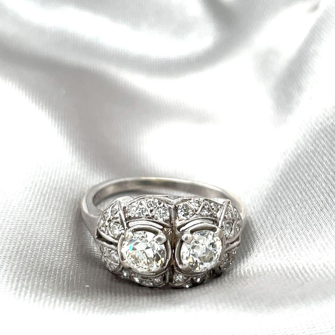 1.50 Carat Art Deco Diamond Ring 14K White Gold For Sale 7
