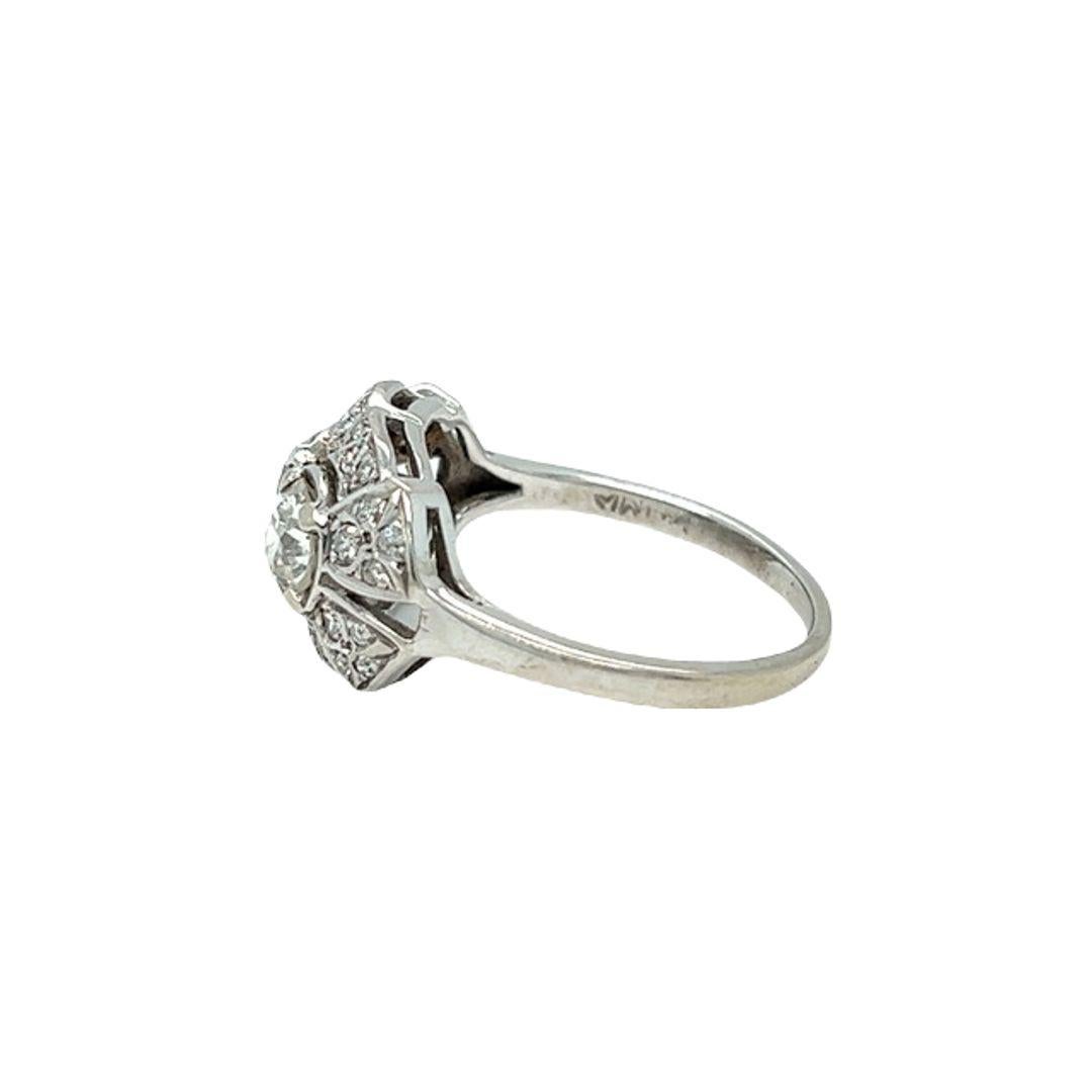 1.50 Carat Art Deco Diamond Ring 14K White Gold In Good Condition For Sale In beverly hills, CA