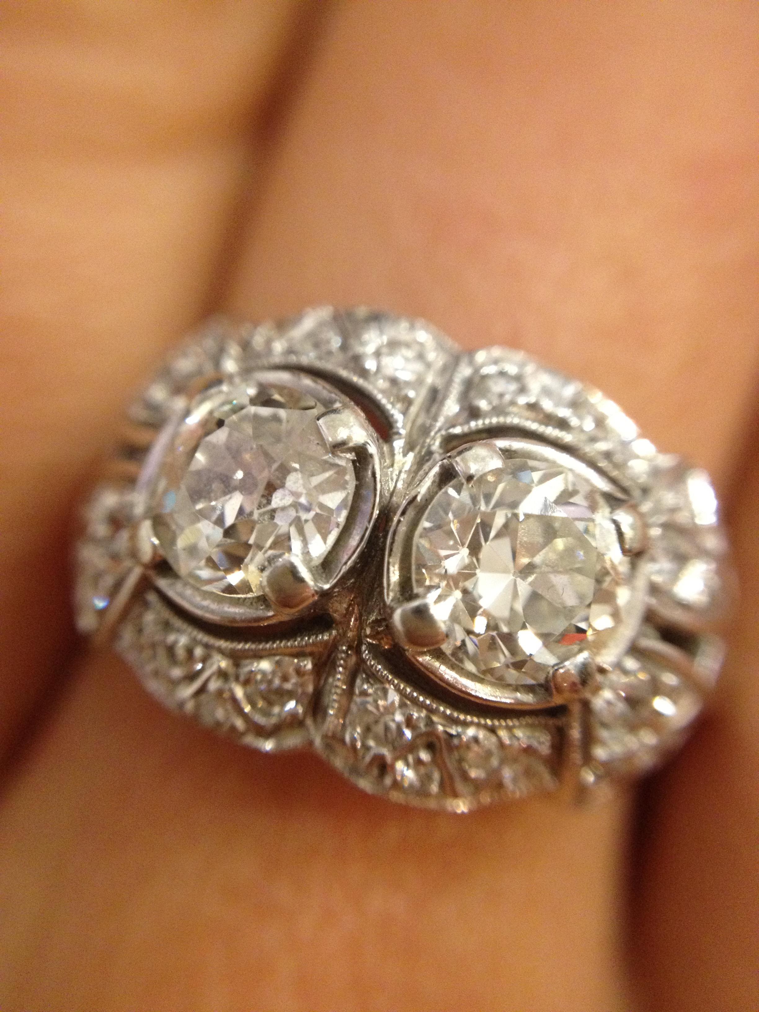 1.50 Carat Art Deco Diamond Ring 14K White Gold For Sale 2
