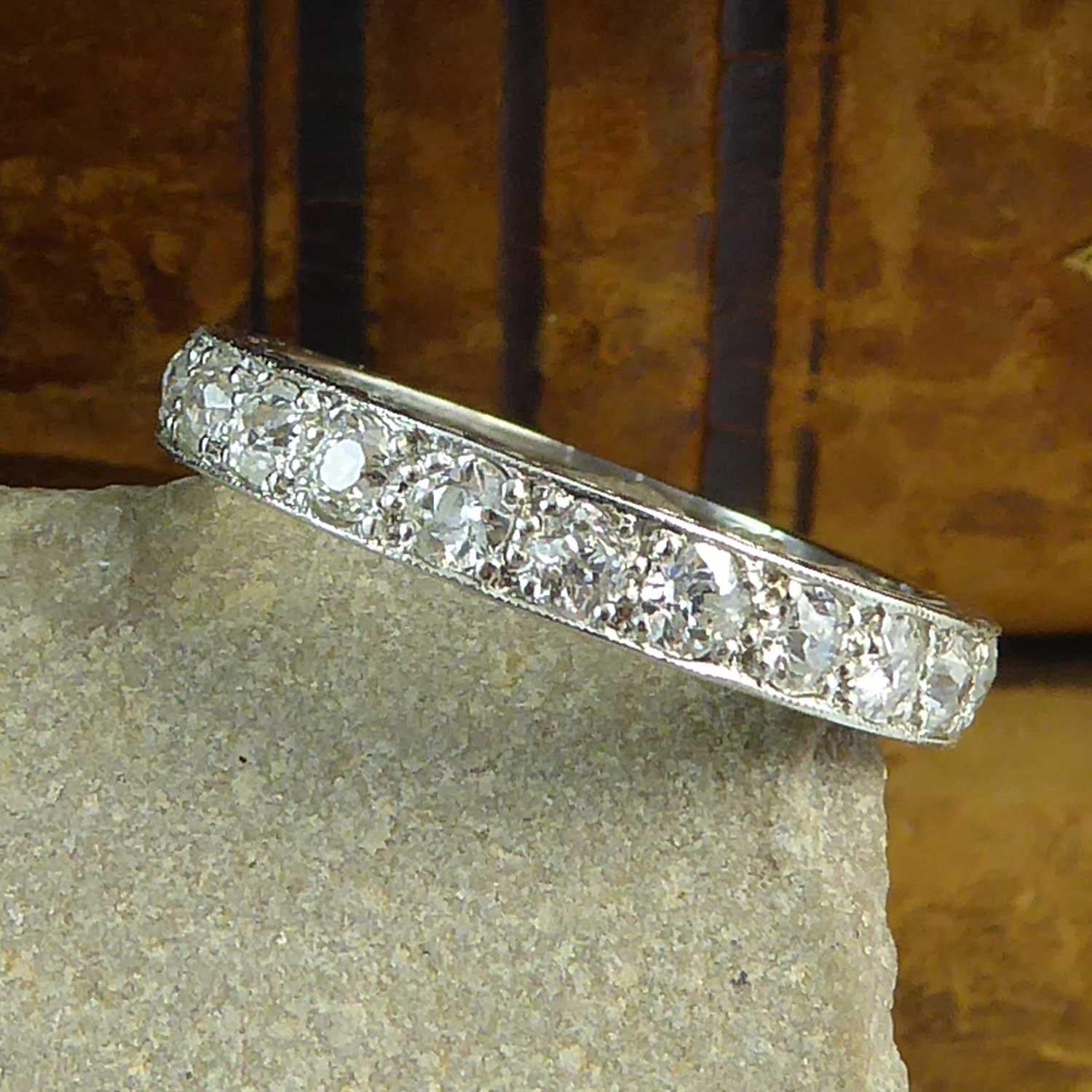 1.50 Carat Art Deco Old European Cut Diamond Eternity/Wedding Ring, Platinum 6