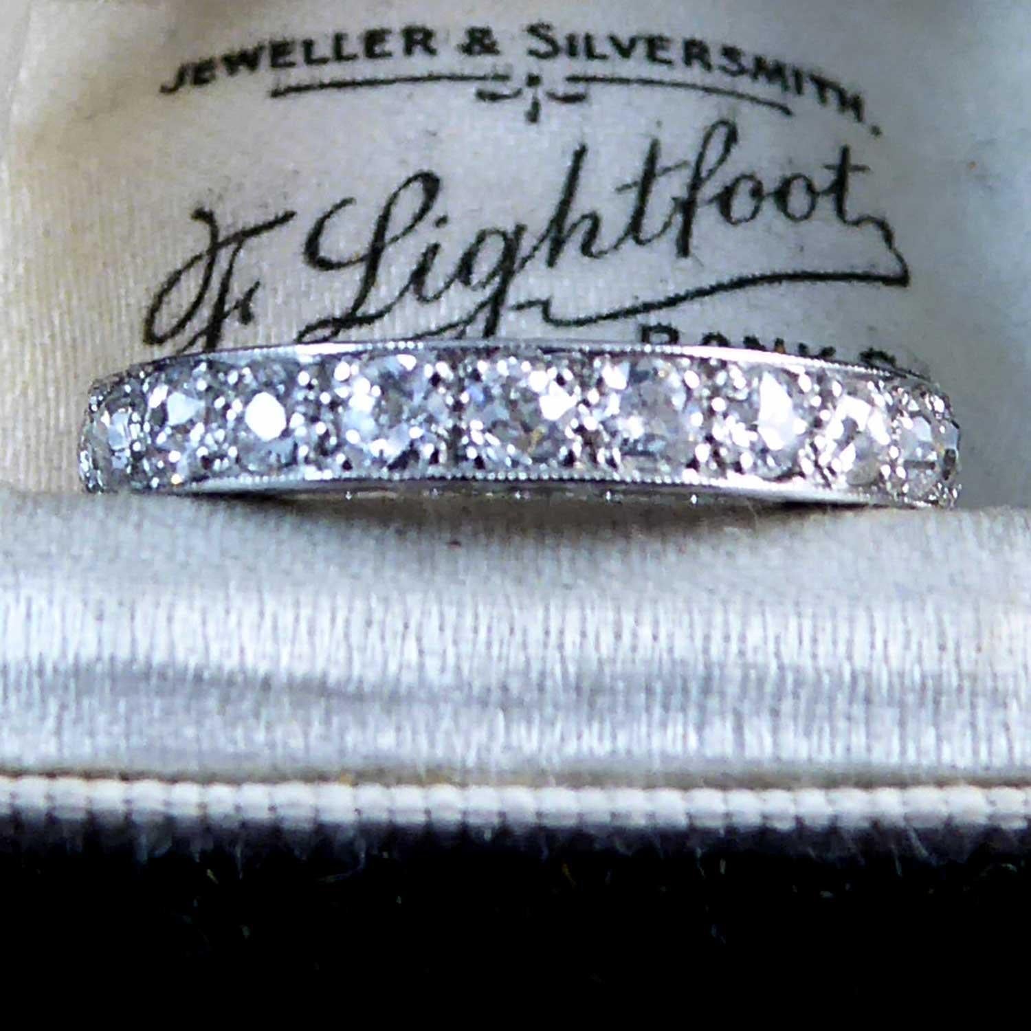 1.50 Carat Art Deco Old European Cut Diamond Eternity/Wedding Ring, Platinum 7