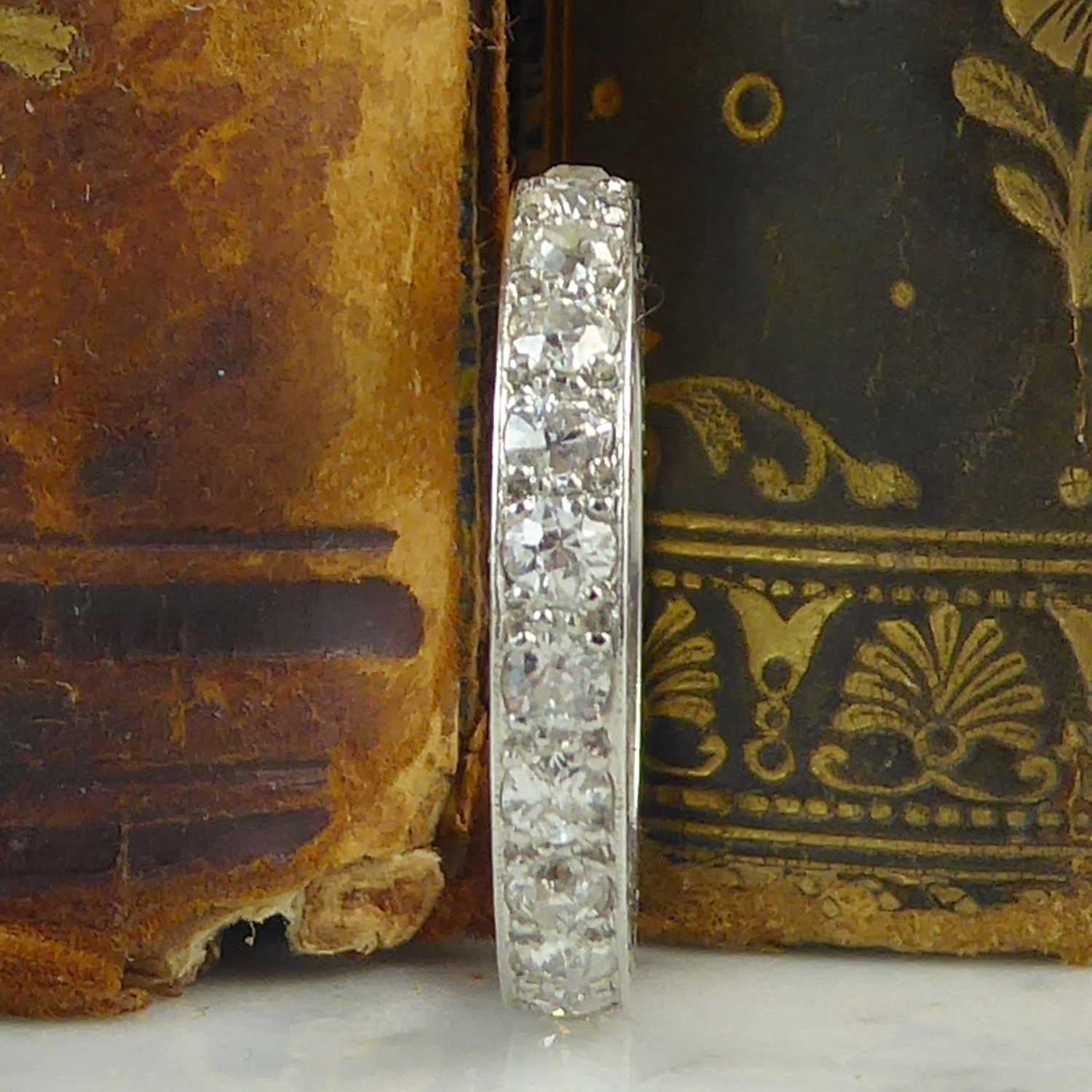 1.50 Carat Art Deco Old European Cut Diamond Eternity/Wedding Ring, Platinum 2