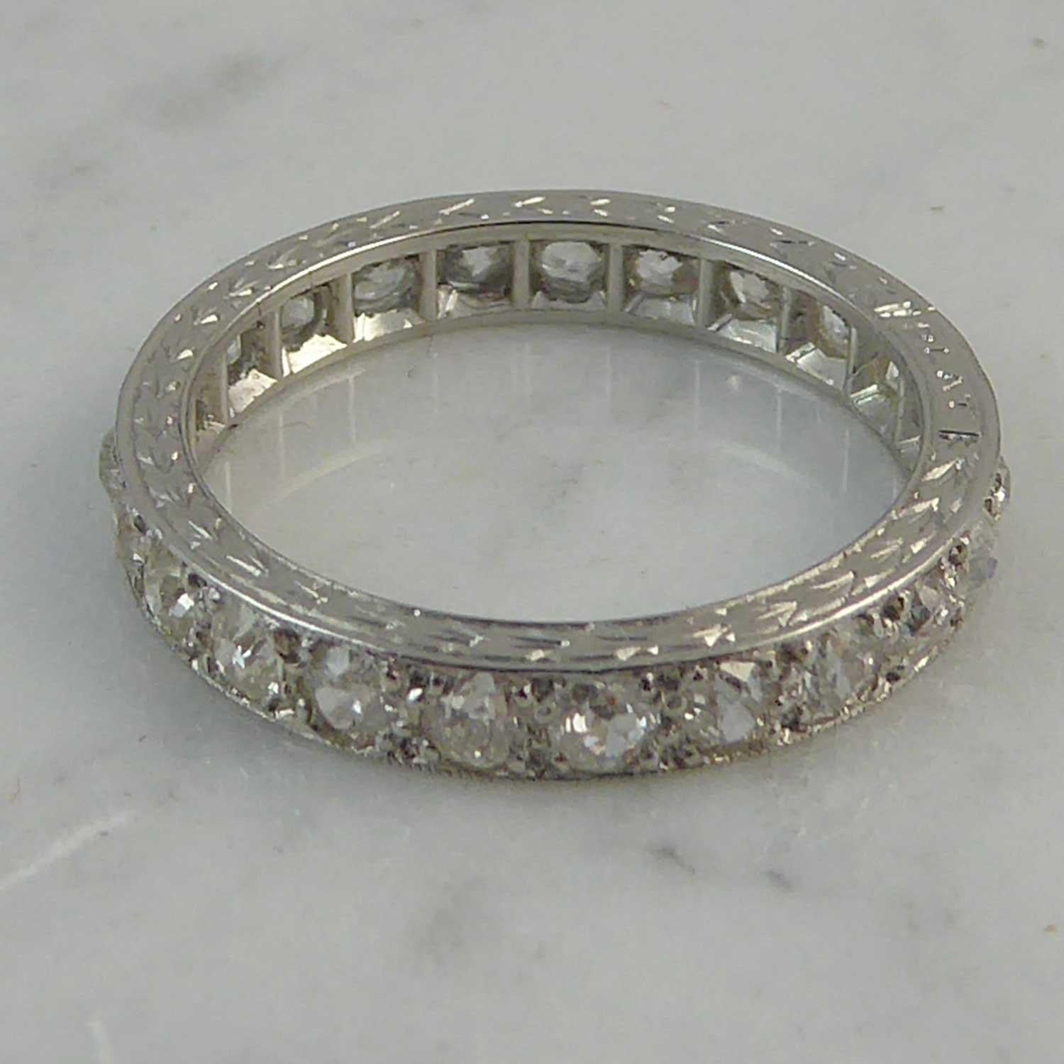 1.50 Carat Art Deco Old European Cut Diamond Eternity/Wedding Ring, Platinum 3