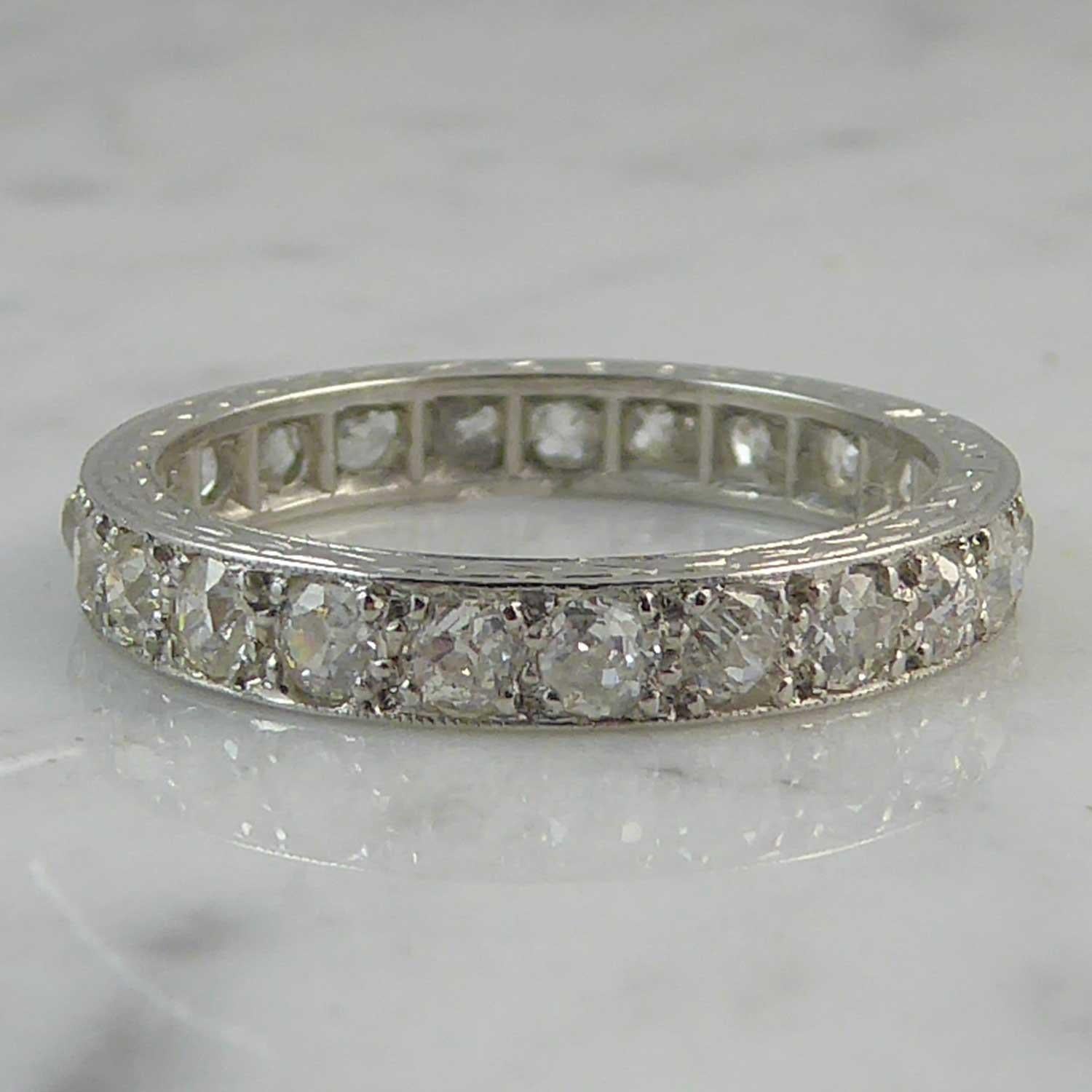 1.50 Carat Art Deco Old European Cut Diamond Eternity/Wedding Ring, Platinum 4