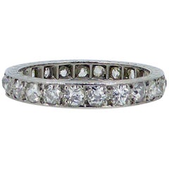 Vintage 1.50 Carat Art Deco Old European Cut Diamond Eternity/Wedding Ring, Platinum