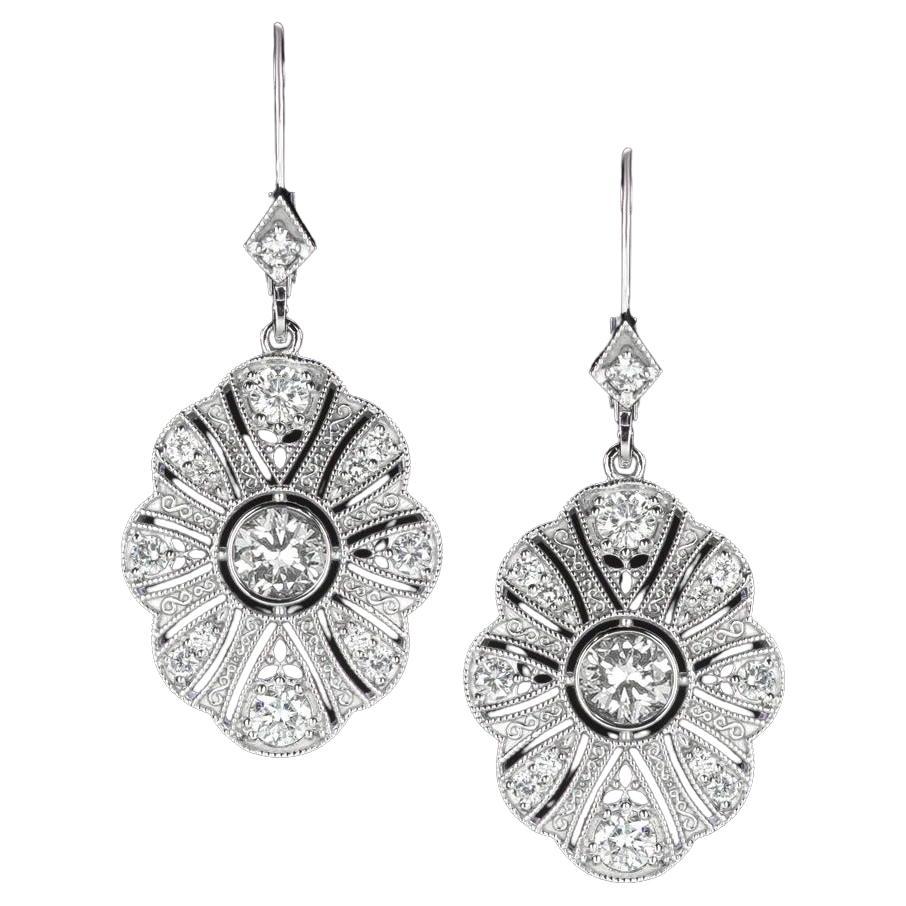 Boucles d'oreilles en diamants de style Art déco de 1,50 carat