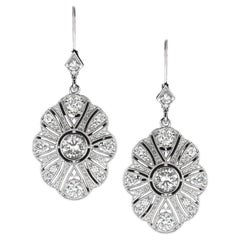 1.50 Carat Art Deco Style Diamond Earrings