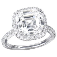 1.50 Carat Asscher Cut GIA Diamond Engagement Ring 950 Platinum Setting
