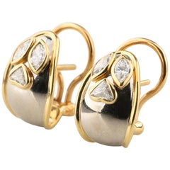 1.50 Carat Bezel-Set Diamond Huggie Earrings in Two-Tone Gold