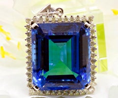 150 Carat Blue Topaz Pendant with Diamonds