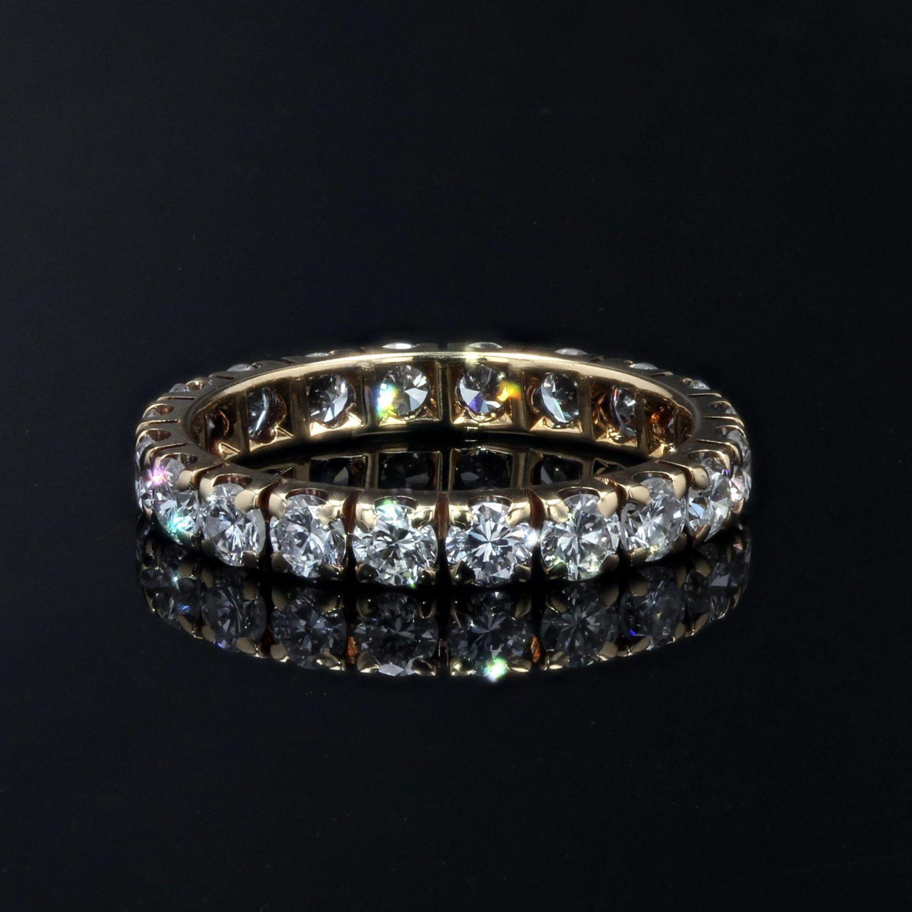 1, 50 Karat Brillantschliff Diamanten 18 Karat Gelbgold Ehering im Zustand „Hervorragend“ im Angebot in Poitiers, FR