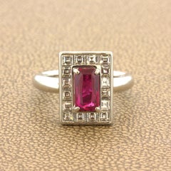 1.50 Carat Burmese Ruby Diamond Platinum Ring, GIA Certified