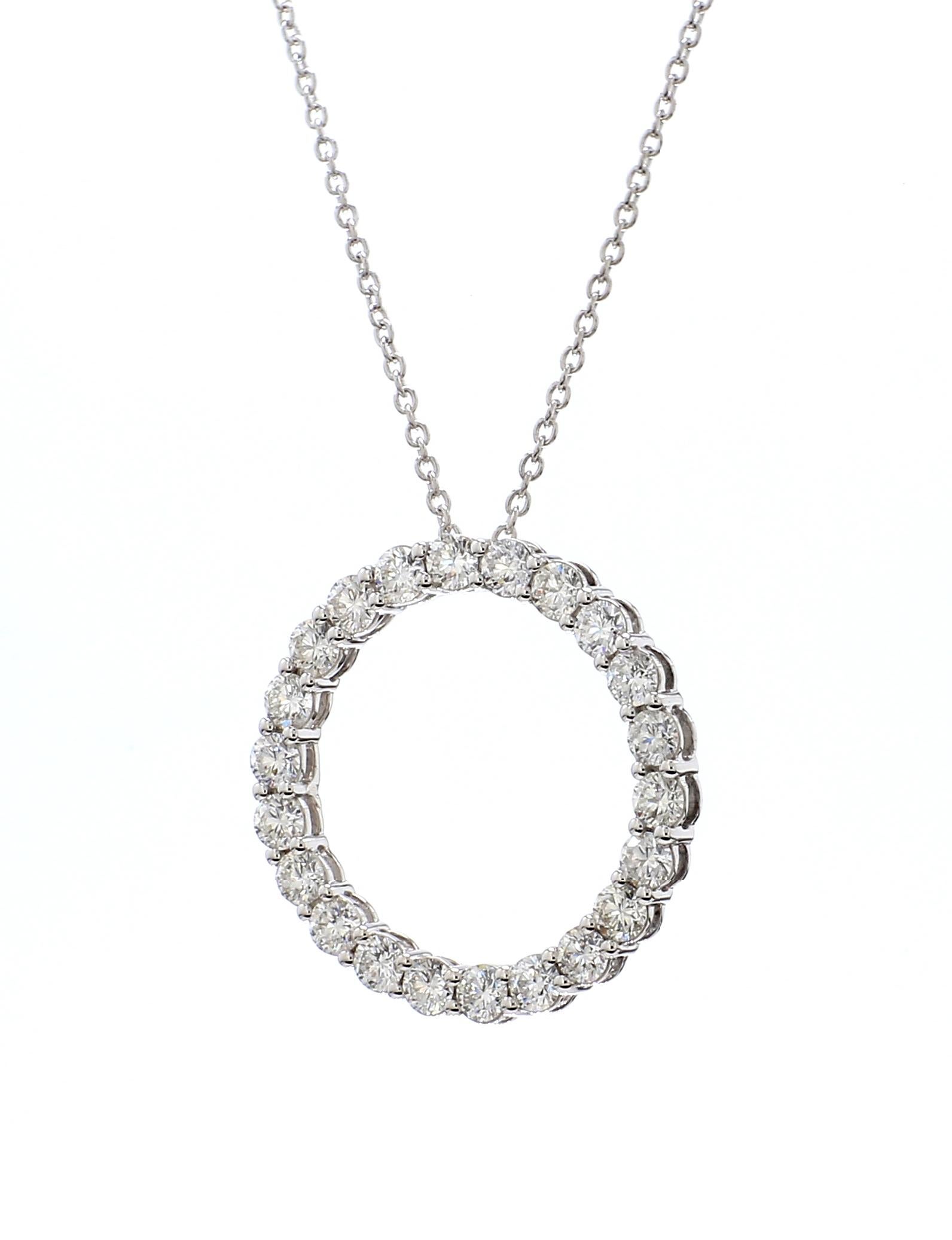 Moderne 1.50 Carat Circle Of Life Diamond Pendant in 18K White Gold with 18