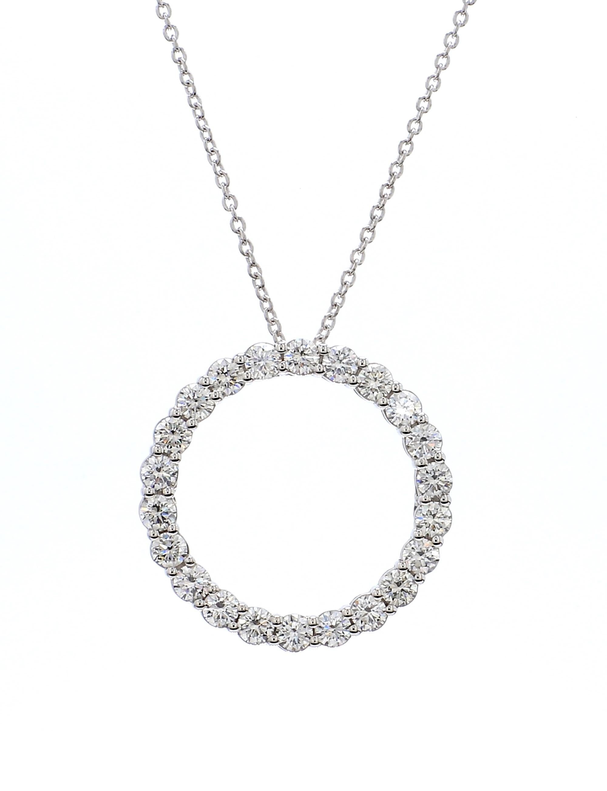 1.50 Carat Circle Of Life Diamond Pendant in 18K White Gold with 18