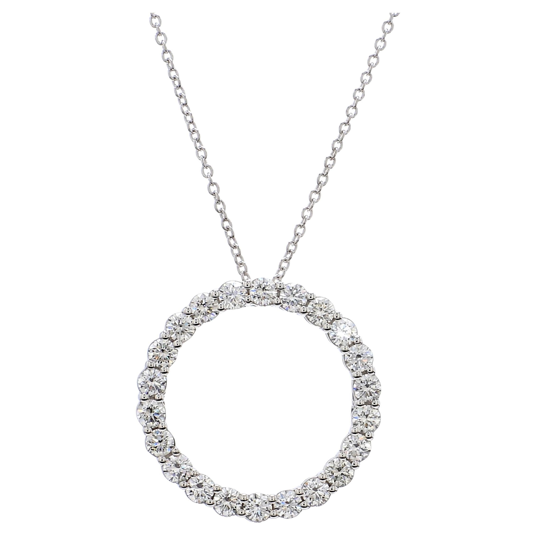 1.50 Carat Circle Of Life Diamond Pendant in 18K White Gold with 18" Chain