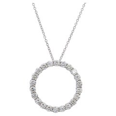 1.50 Carat Circle Of Life Diamond Pendant in 18K White Gold with 18" Chain