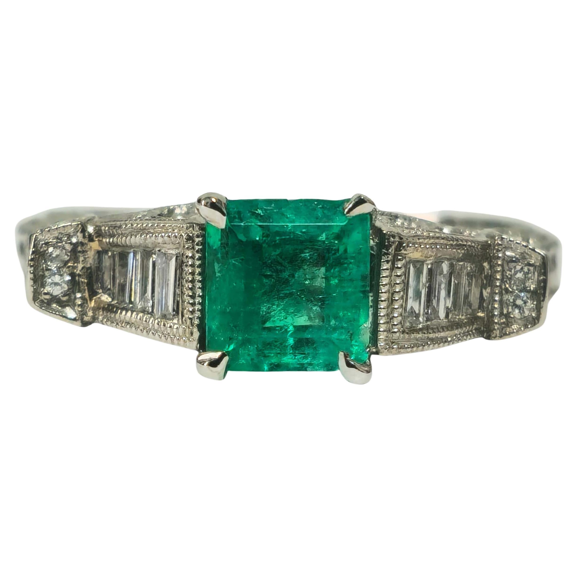 Anillo de Cóctel de Diamantes Esmeralda Colombiana de 1.50 Quilates en venta