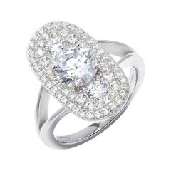 Bague de fiançailles de fiançailles Art déco avec plaque de mariage ovale en zirconia cubique de 1,50 carat