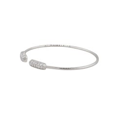 Bracelet manchette ouvert en or 18 carats avec 2 chaînes serties de diamants de 1,50 carat