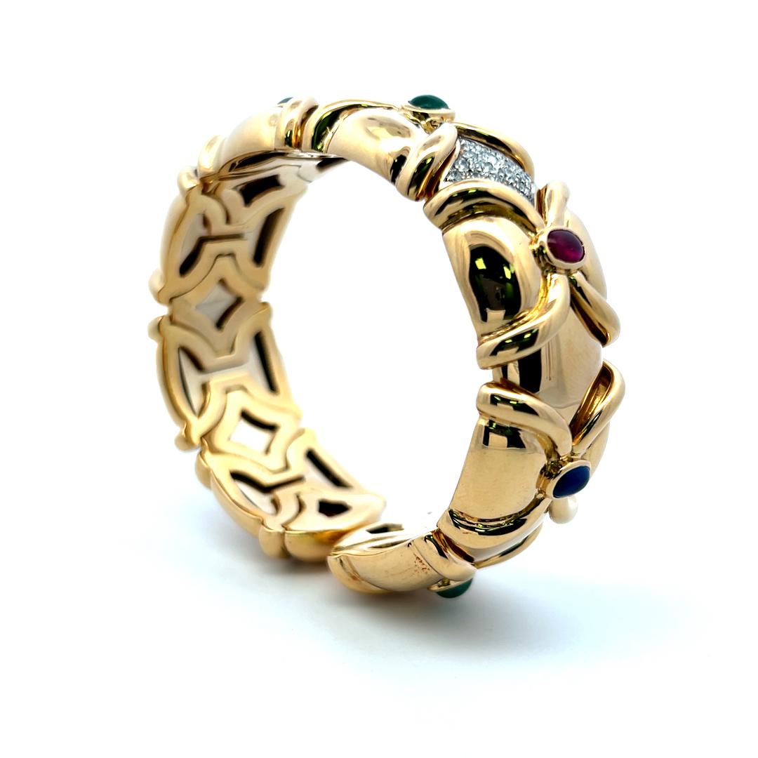 Diamante de 1,50 quilates Zafiro esmeralda de 2,66 quilates Rubí 18 quilates YG Pulsera brazalete en venta 5