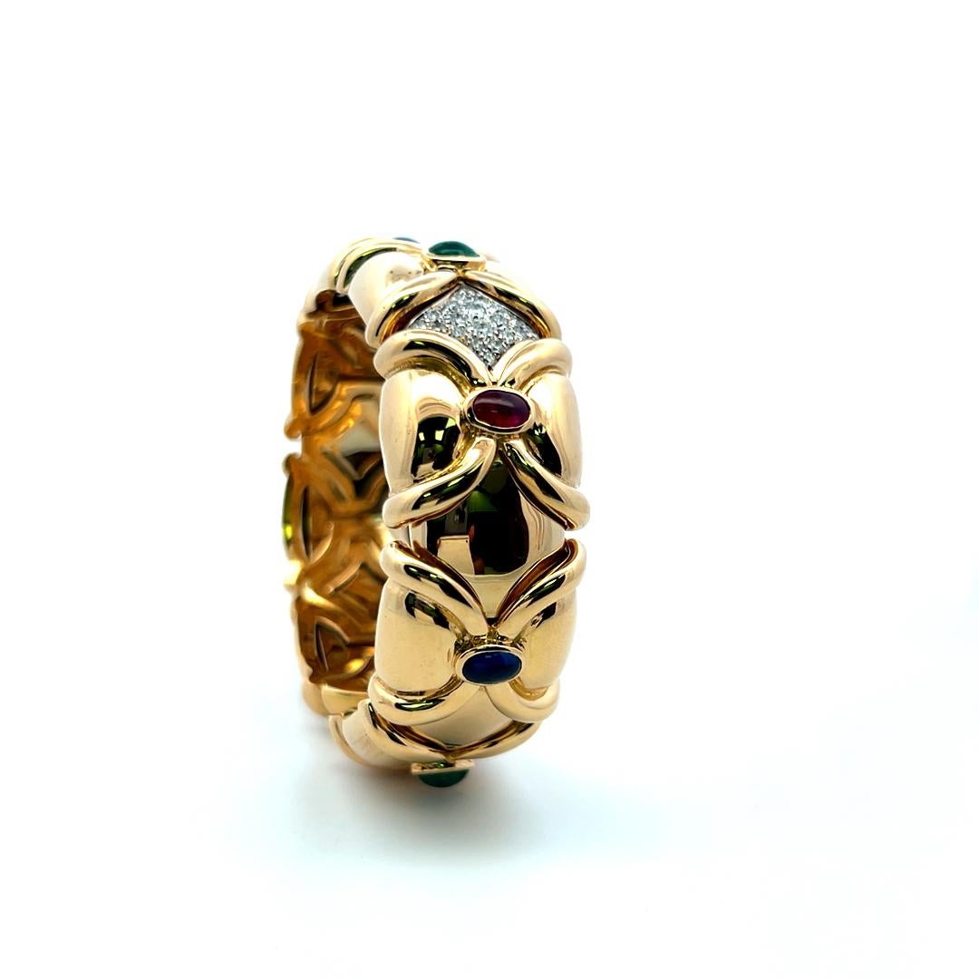 Diamante de 1,50 quilates Zafiro esmeralda de 2,66 quilates Rubí 18 quilates YG Pulsera brazalete en venta 6