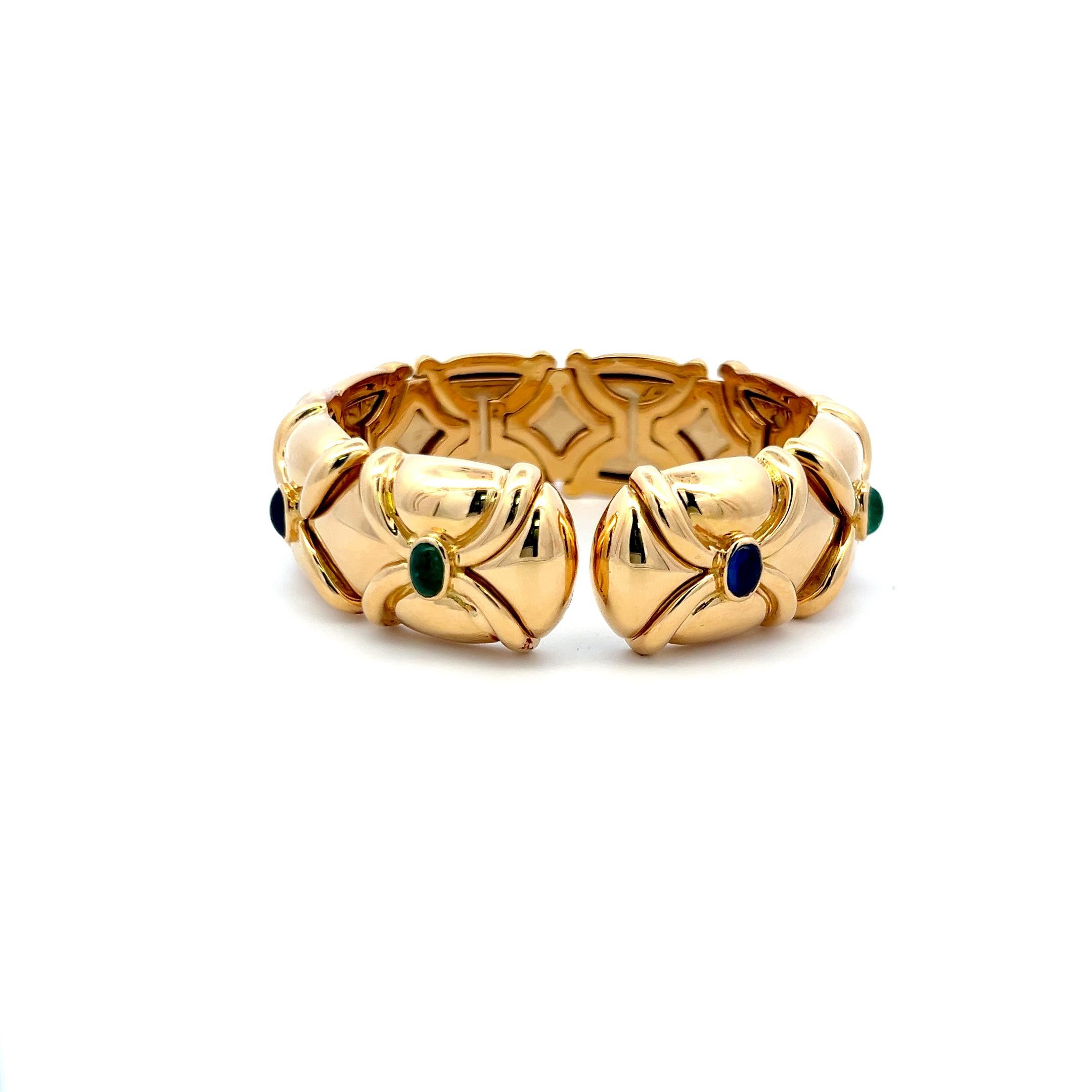 Diamante de 1,50 quilates Zafiro esmeralda de 2,66 quilates Rubí 18 quilates YG Pulsera brazalete Corte brillante en venta