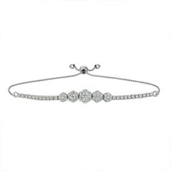 Bracciale Bolo a 5 fiori con diamante da 1,50 carati G SI Oro bianco 14K