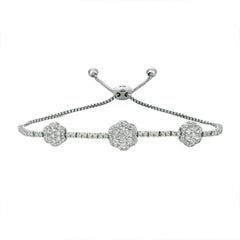 1.50 Carat Diamond 5 Flower Bolo Bracelet G SI 14K White Gold