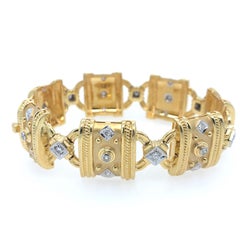 1.50 Carat Diamond and 18k Yellow Gold Square Link Bracelet