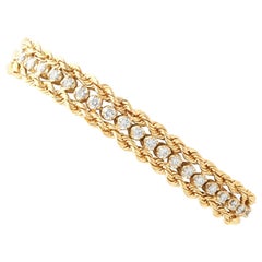 1.50 Carat Diamond and Yellow Gold Rope Twist Bracelet