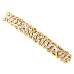 1.50 Carat Diamond and Yellow Gold Rope Twist Bracelet