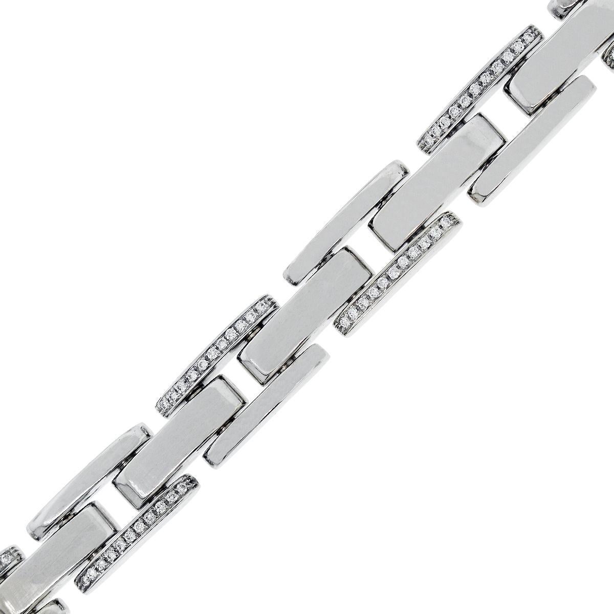 Modern 1.50 Carat Diamond Bar Link Bracelet 18 Karat in Stock For Sale