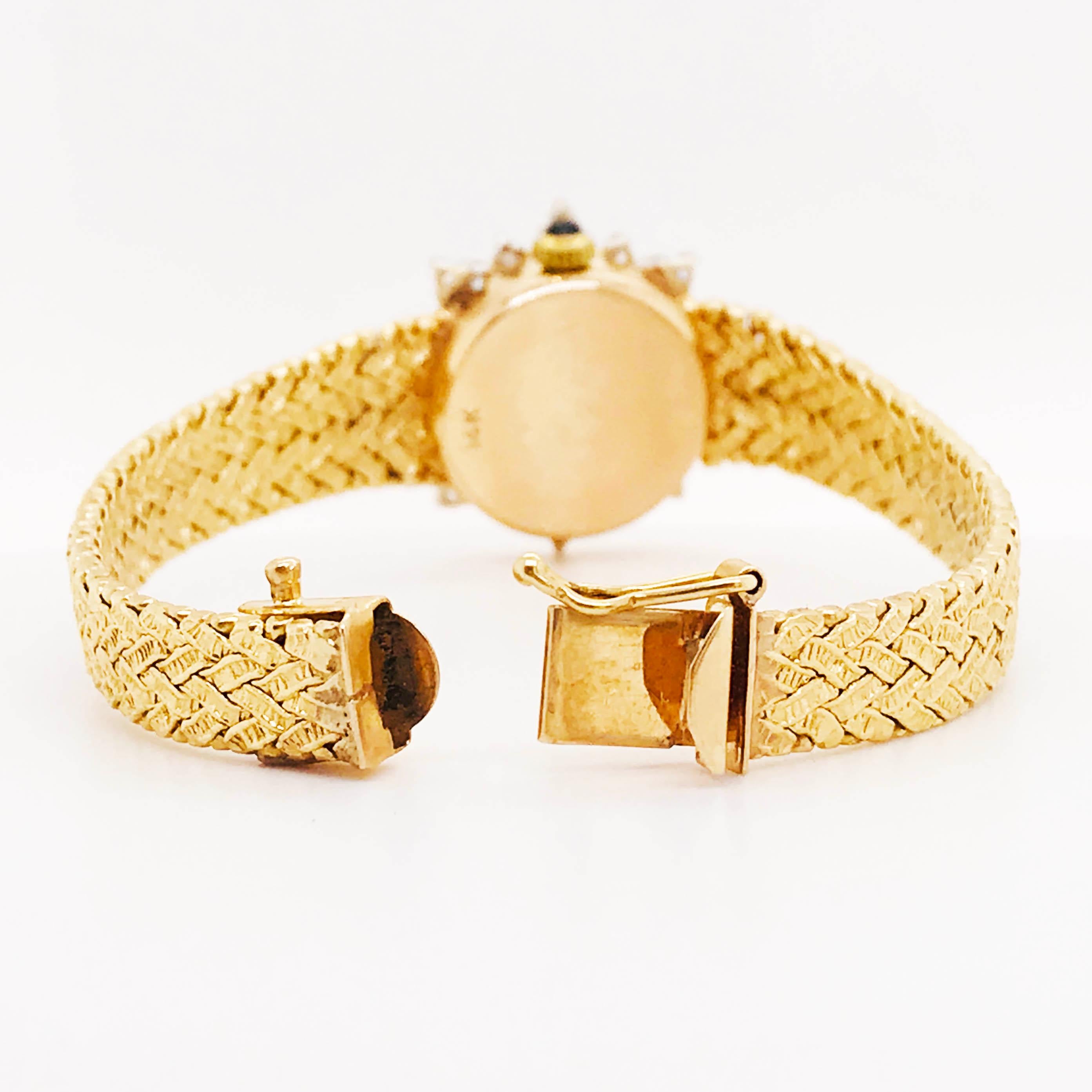 Artisan 1.50 Carat Diamond Bezel Geneve Quartz Ladies Gold Watch, 14 Karat Yellow Gold