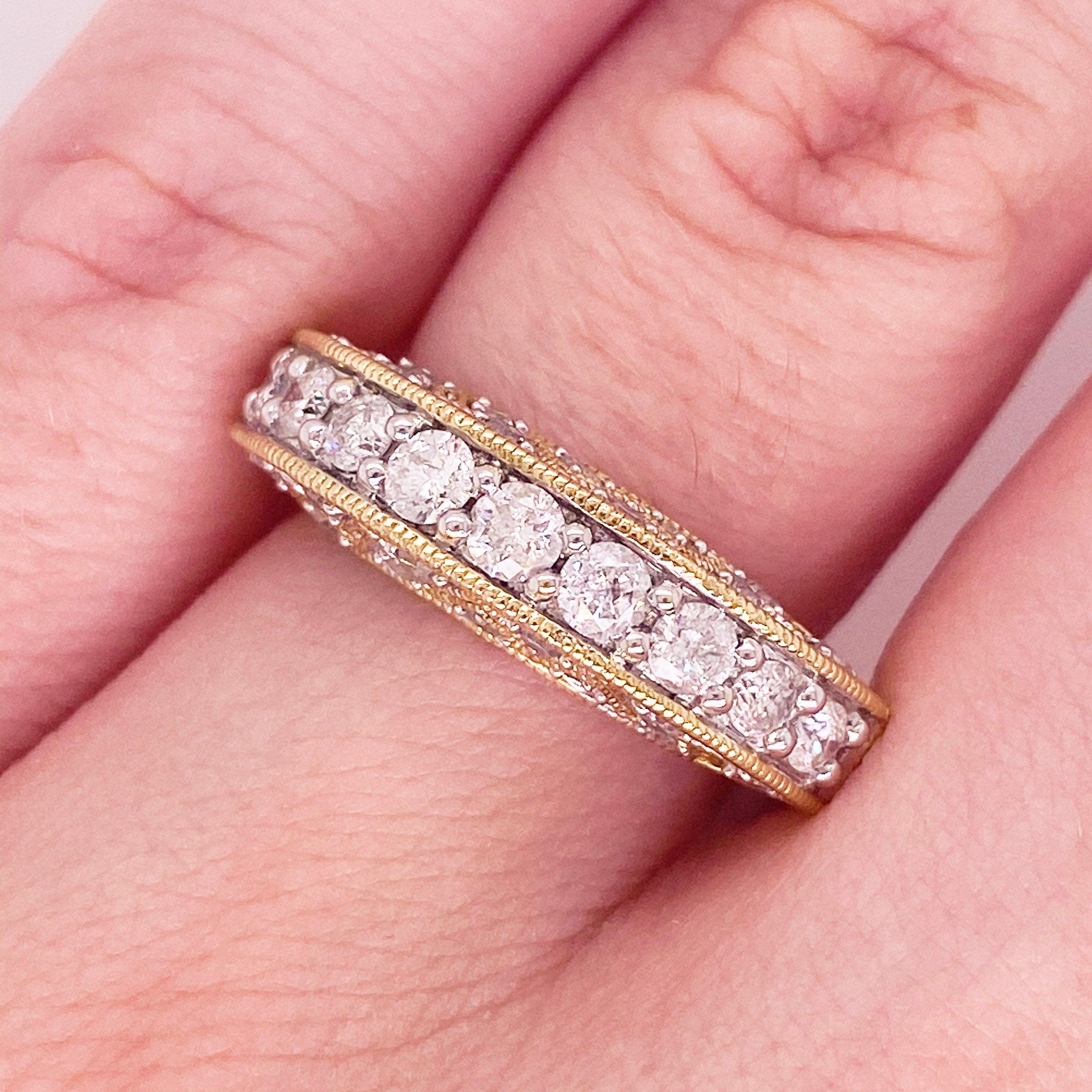 For Sale:  1.50 Carat Diamond Bombe Ring 14 Karat Gold Custom Fashion Diamond Band Ring 2
