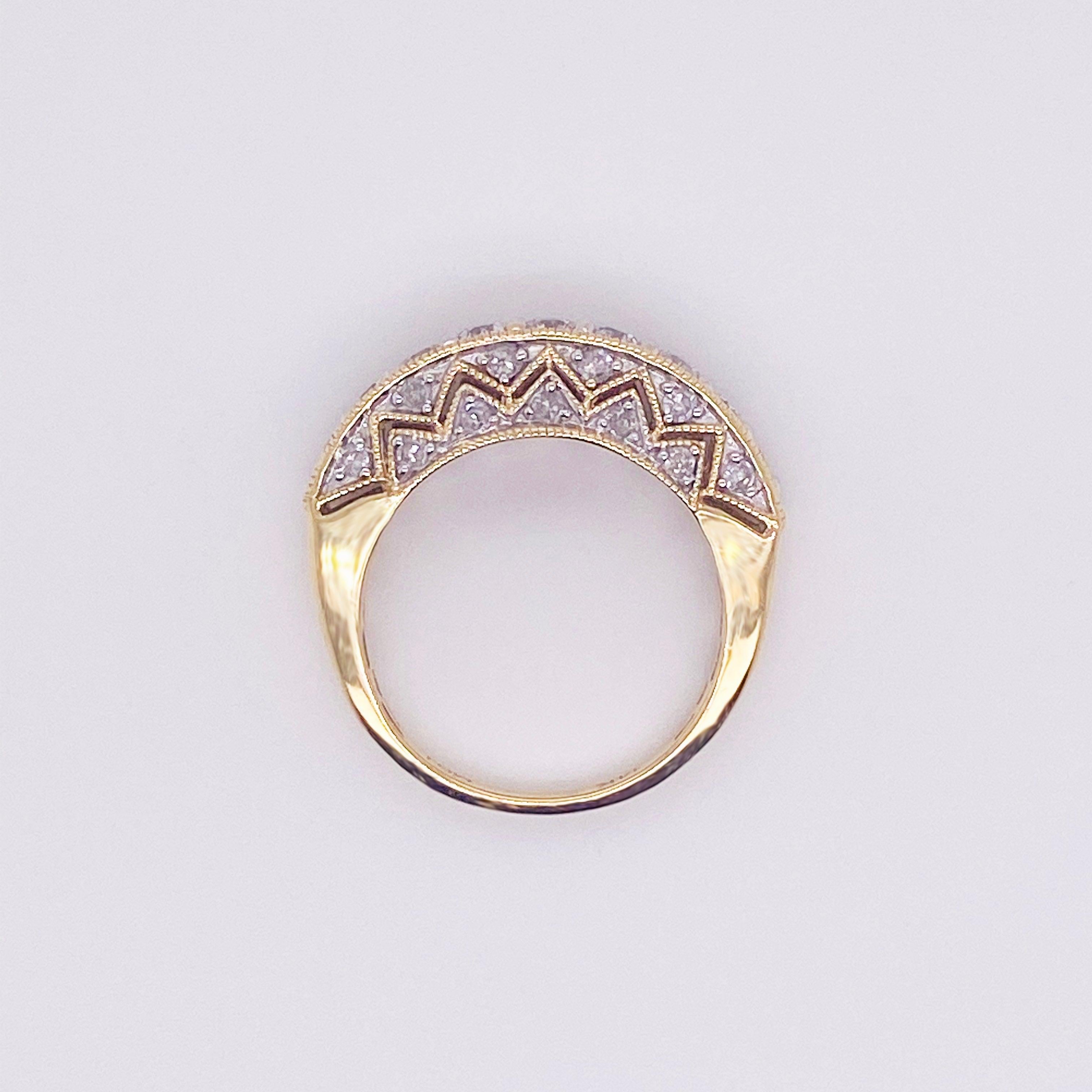 For Sale:  1.50 Carat Diamond Bombe Ring 14 Karat Gold Custom Fashion Diamond Band Ring 3