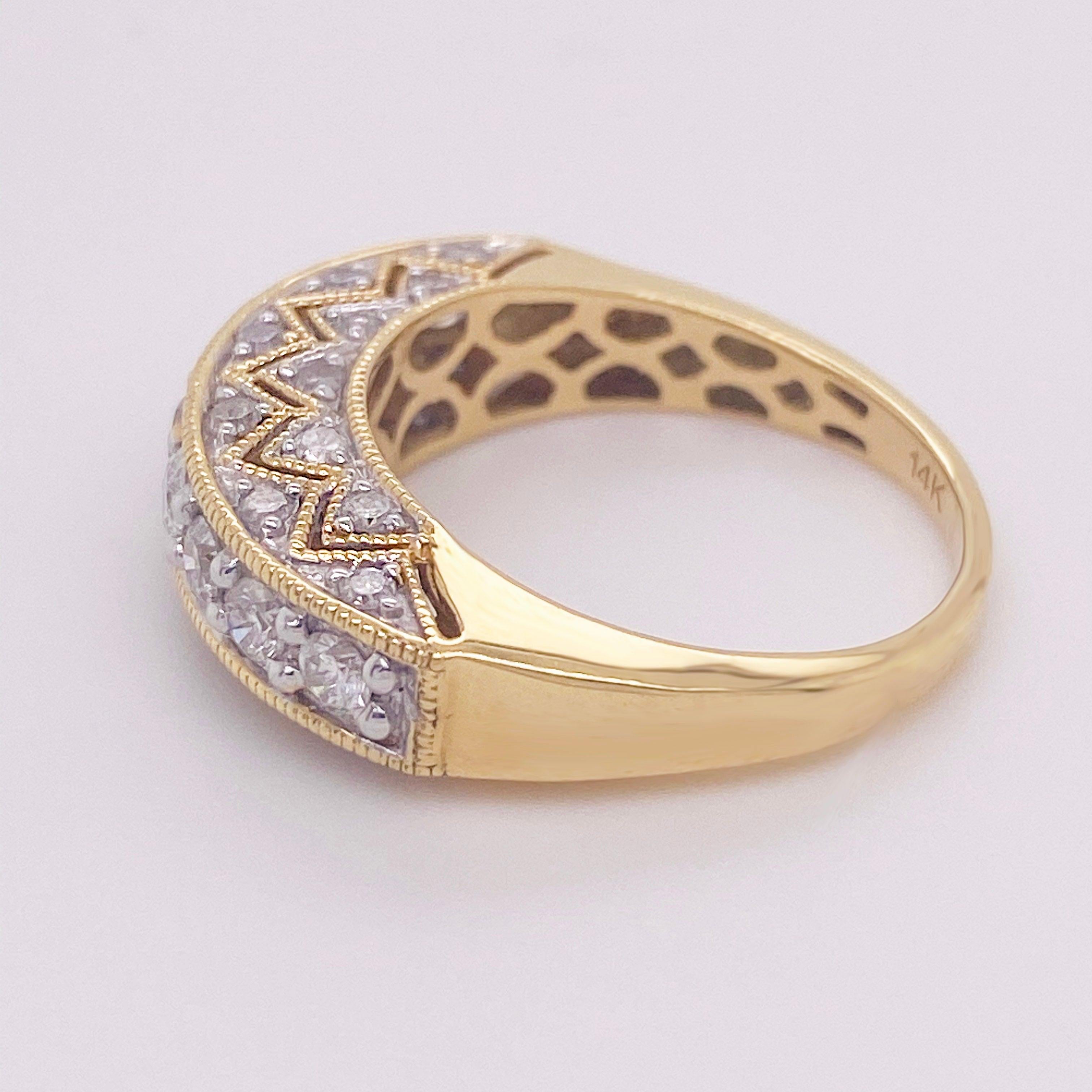For Sale:  1.50 Carat Diamond Bombe Ring 14 Karat Gold Custom Fashion Diamond Band Ring 4