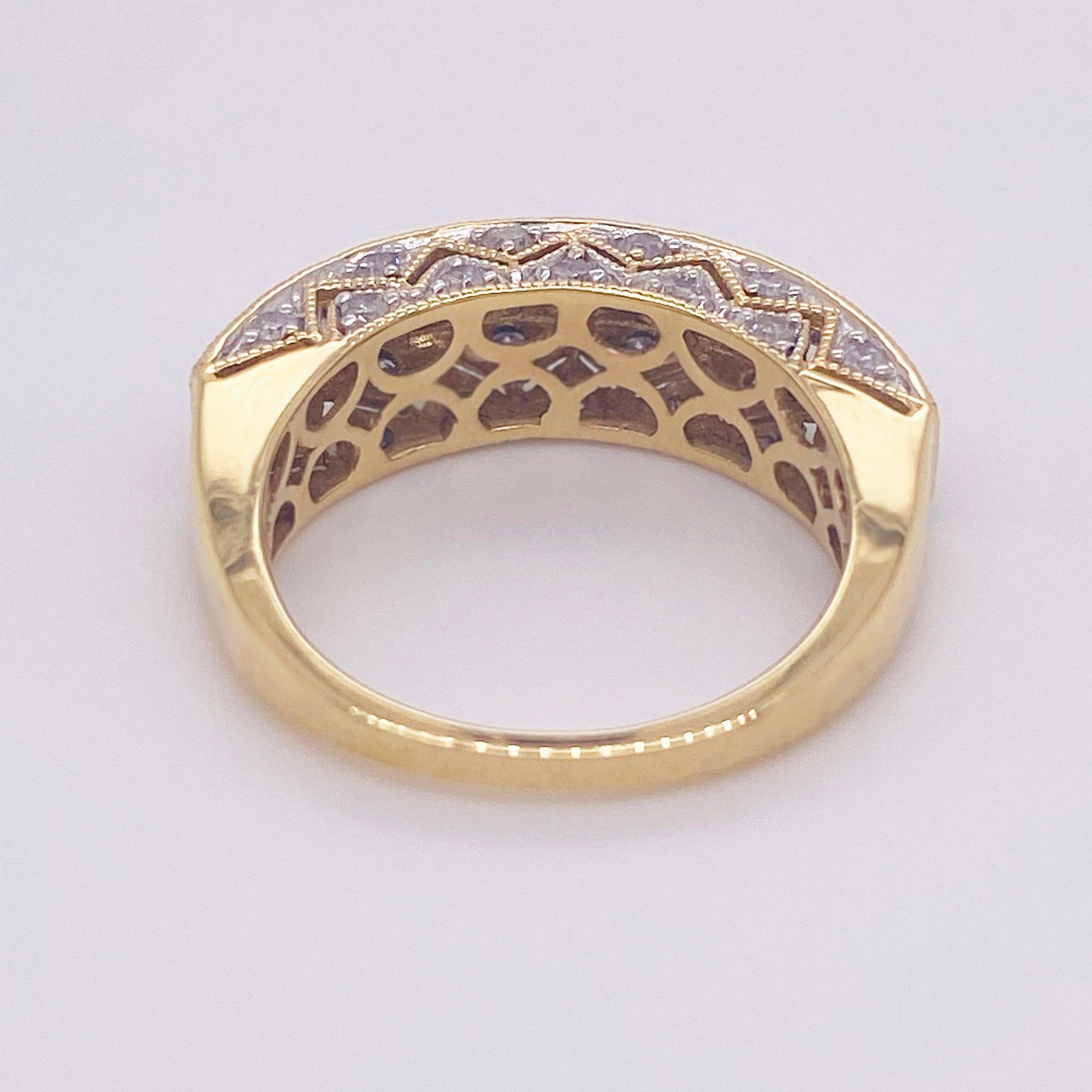 For Sale:  1.50 Carat Diamond Bombe Ring 14 Karat Gold Custom Fashion Diamond Band Ring 5