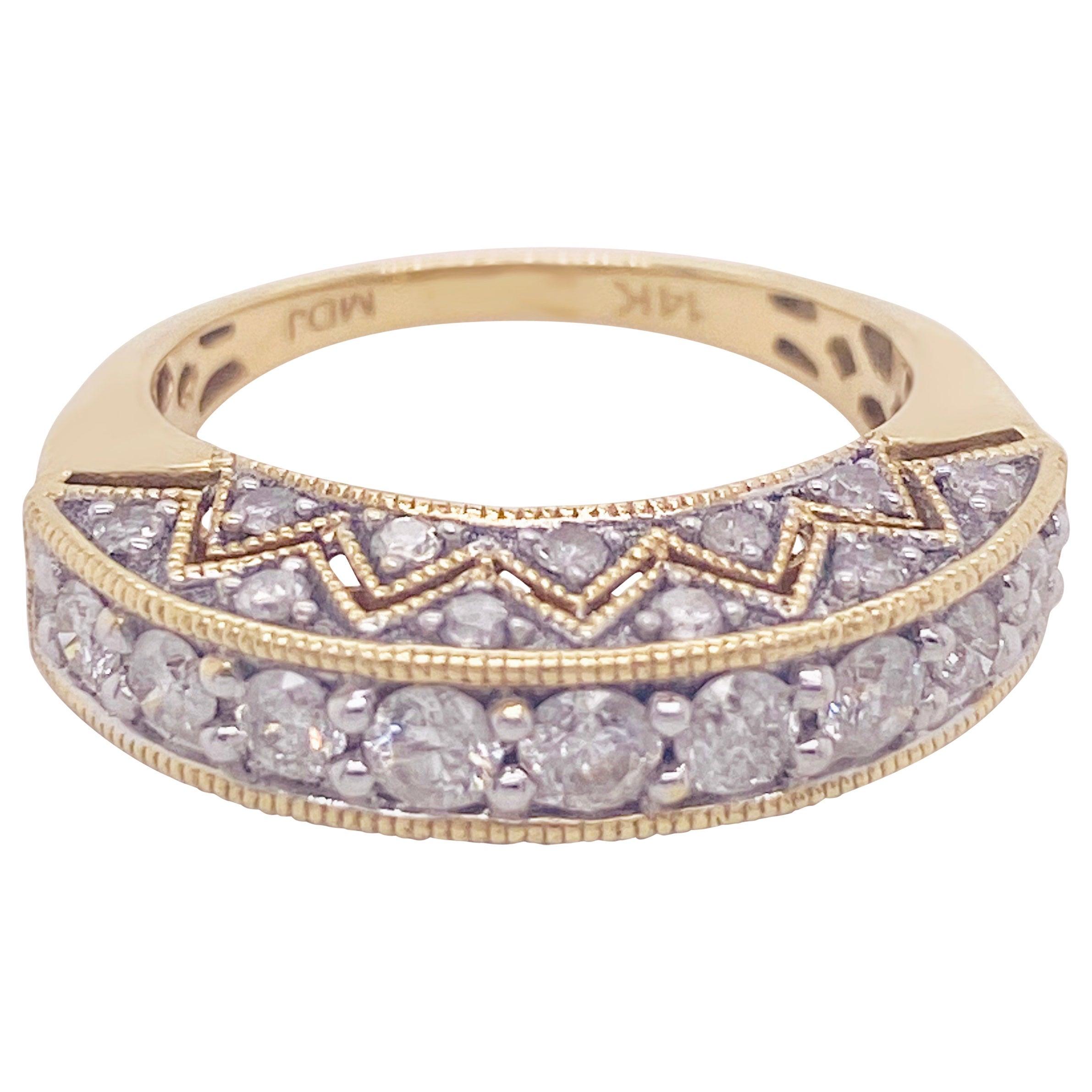 1.50 Carat Diamond Bombe Ring 14 Karat Gold Custom Fashion Diamond Band Ring