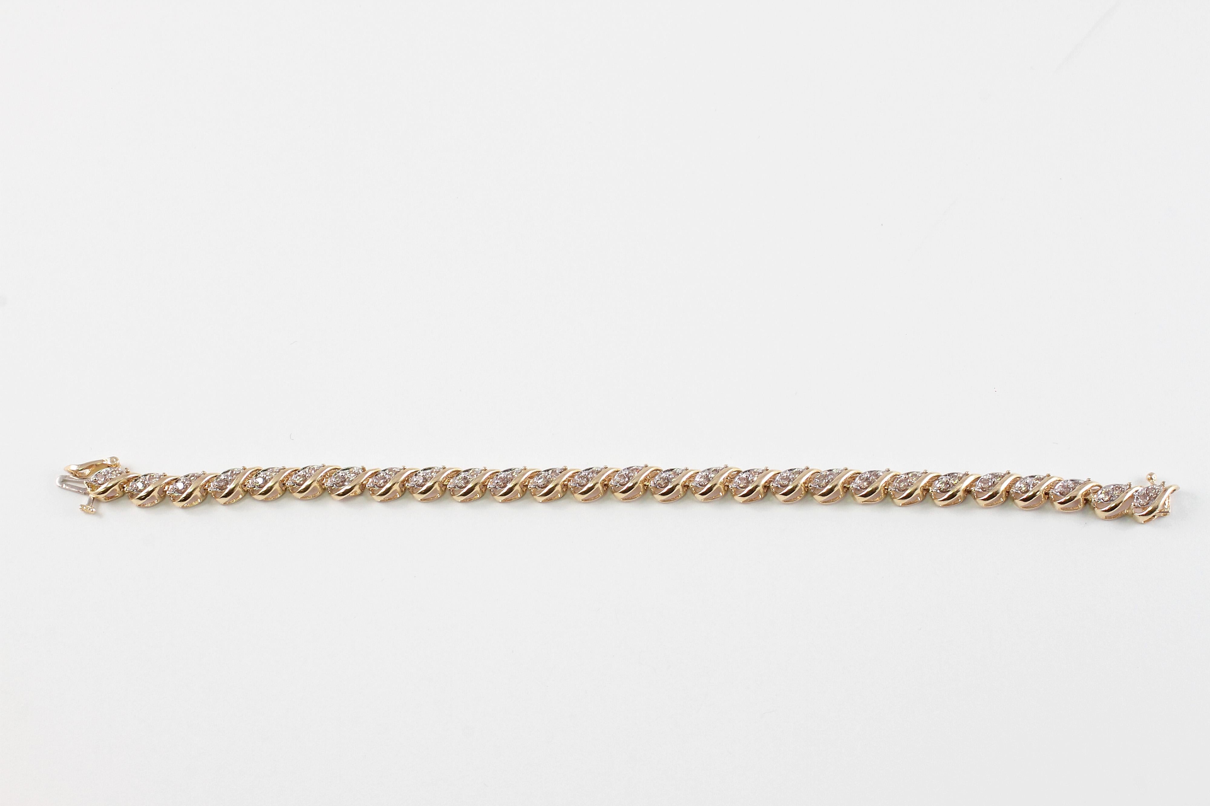 Women's 1.50 Carat Diamond Bracelet in 14 Karat Yellow Gold