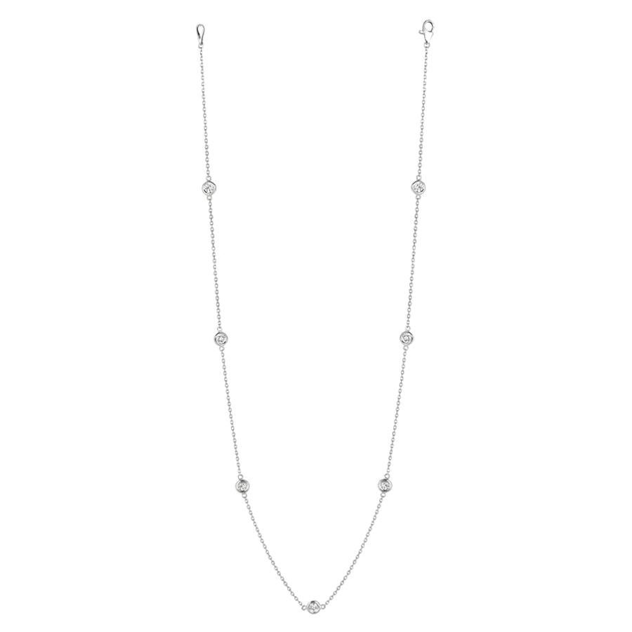 1.50 Carat Diamond by The Yard Necklace G SI 14 Karat White Gold 20 Pointers For Sale