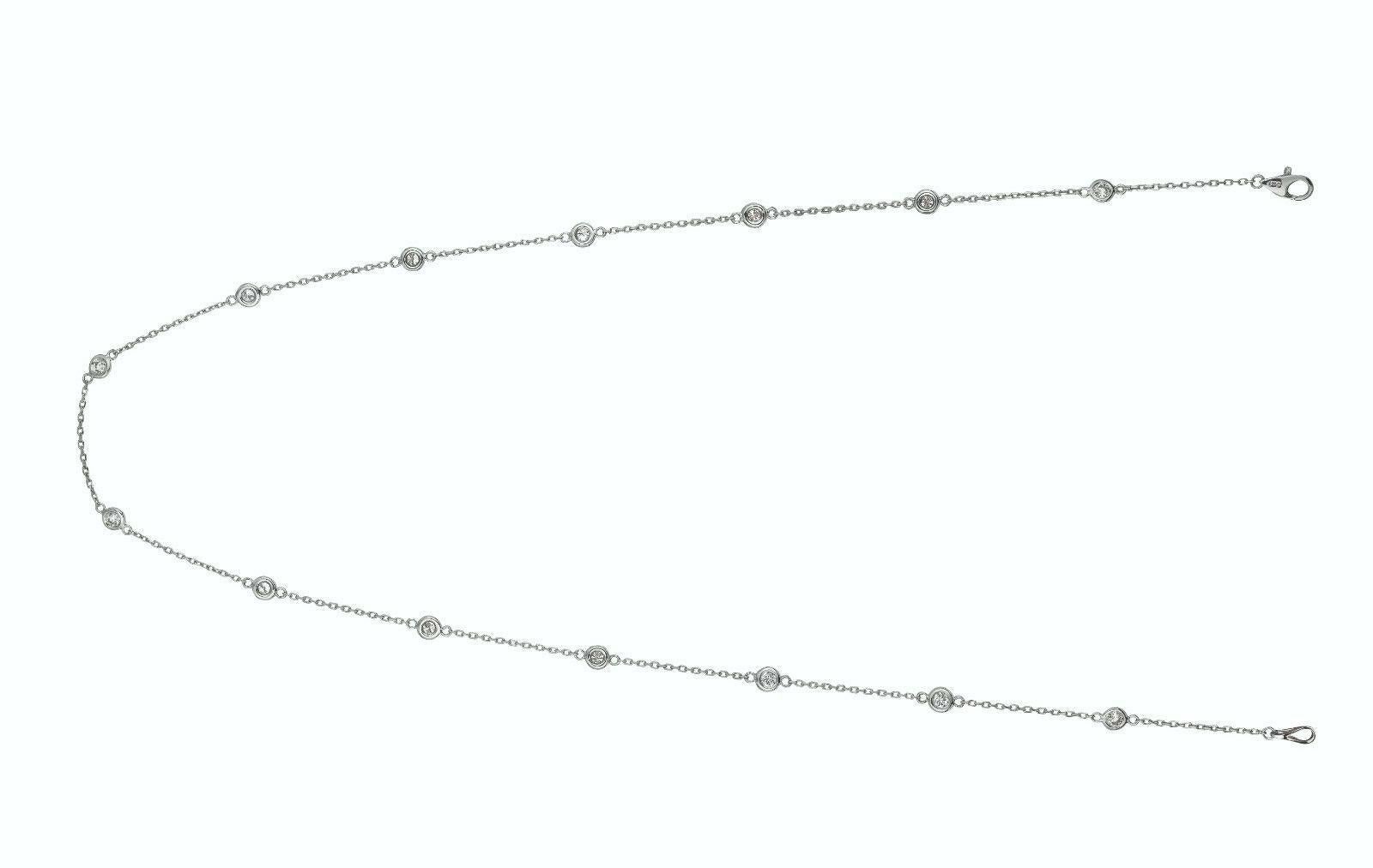 
1.50 Carat Diamond by the Yard Necklace G SI 14K White Gold 14 stones 18 inches

    100% Natural Diamonds, Not Enhanced in any way Round Cut Diamond by the Yard Necklace  
    1.50CT
    G-H 
    SI  
    14K White Gold, Bezel style 
    18 inches