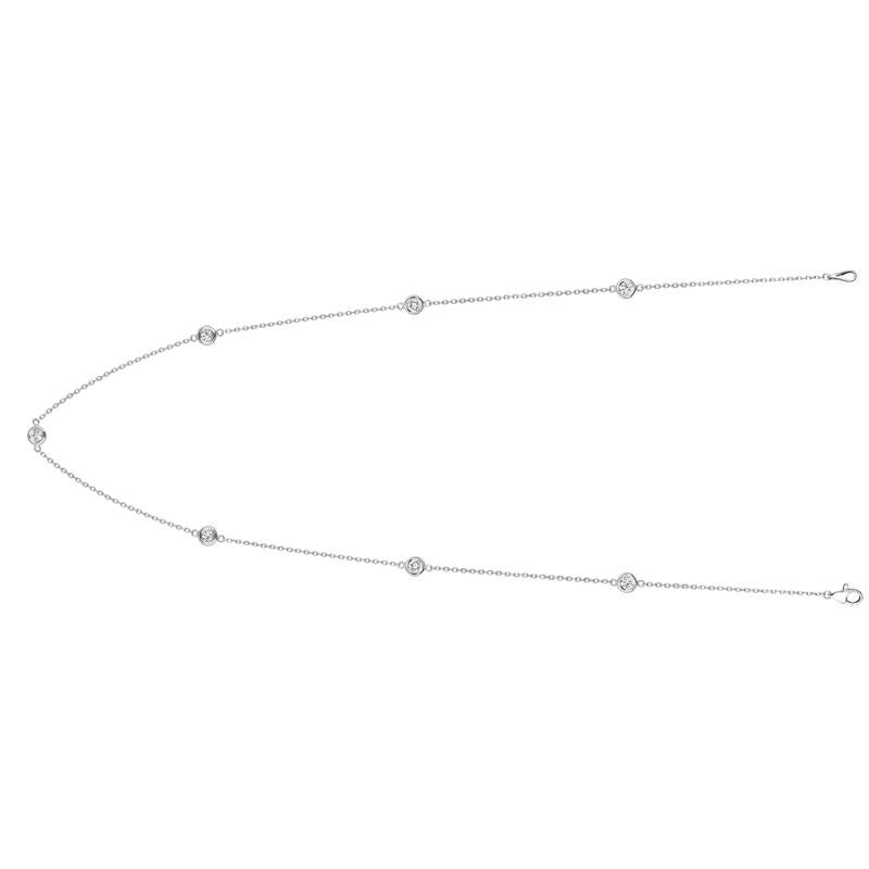 1.50 Carat Diamond by the Yard Necklace G SI 14K White Gold 20 pointers 18 inch

100% Natural Diamonds, Not Enhanced in any way Round Cut Diamond by the Yard Necklace
1.50CT
G-H
SI
14K White Gold, Bezel style
18 inches in length, 3/16 in width
7
