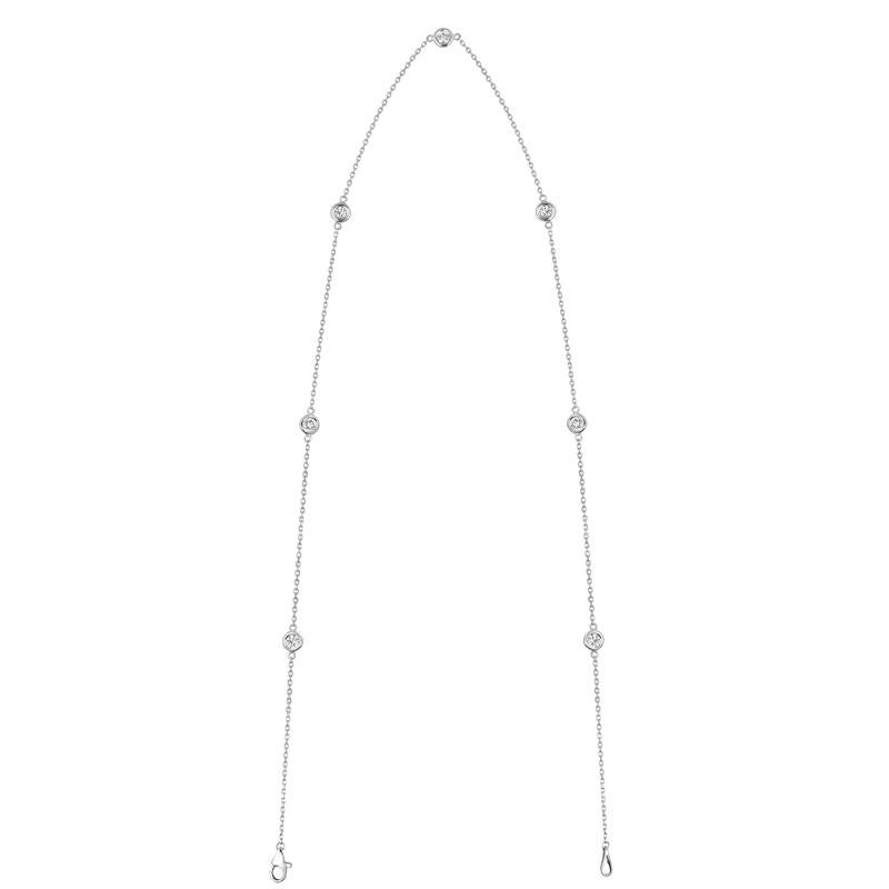 Contemporain Collier en or blanc 14 carats à 20 pointes avec diamants de 1,50 carat G SI en vente