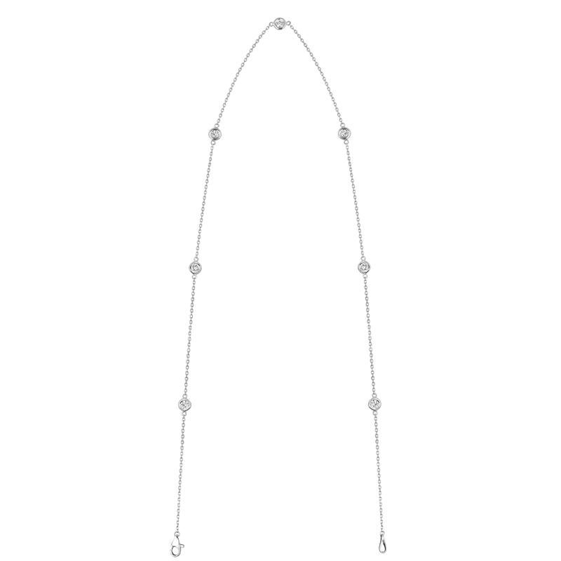 Contemporain Collier en or blanc 14 carats à 20 pointes avec diamants de 1,50 carat G SI en vente