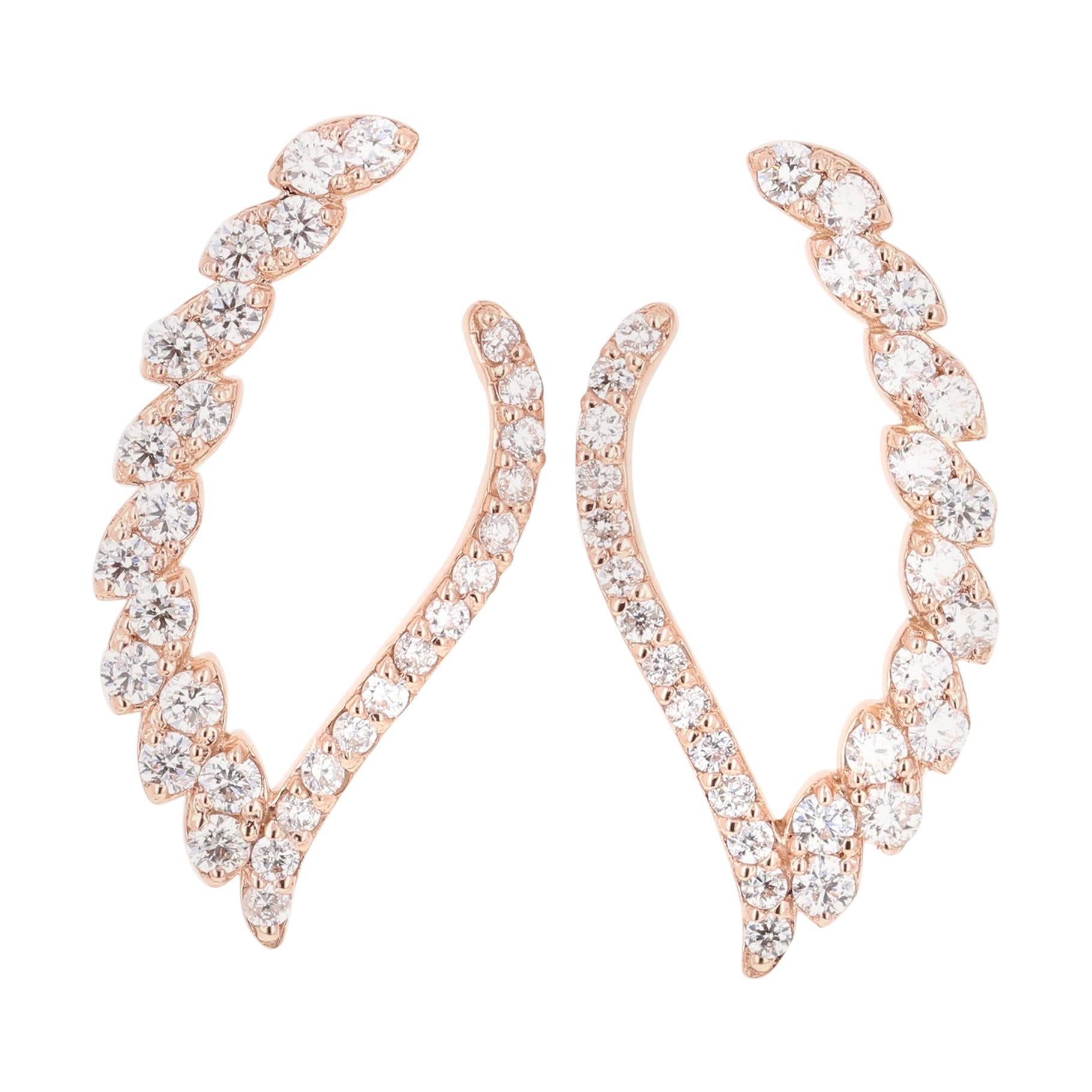 1.50 Carat Diamond Earrings 14 Karat Rose Gold
