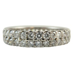 1.50 Carat Diamond Eternity Ring, Double Row Band, Platinum, Pre-Owned 