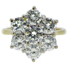 Vintage 1.50 Carat Diamond Flower Cluster Ring, 18 Carat Gold, London, 1999
