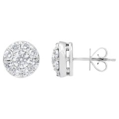 Clous d'oreilles en or blanc 14 carats avec diamants de 1,50 carat sertis en griffes