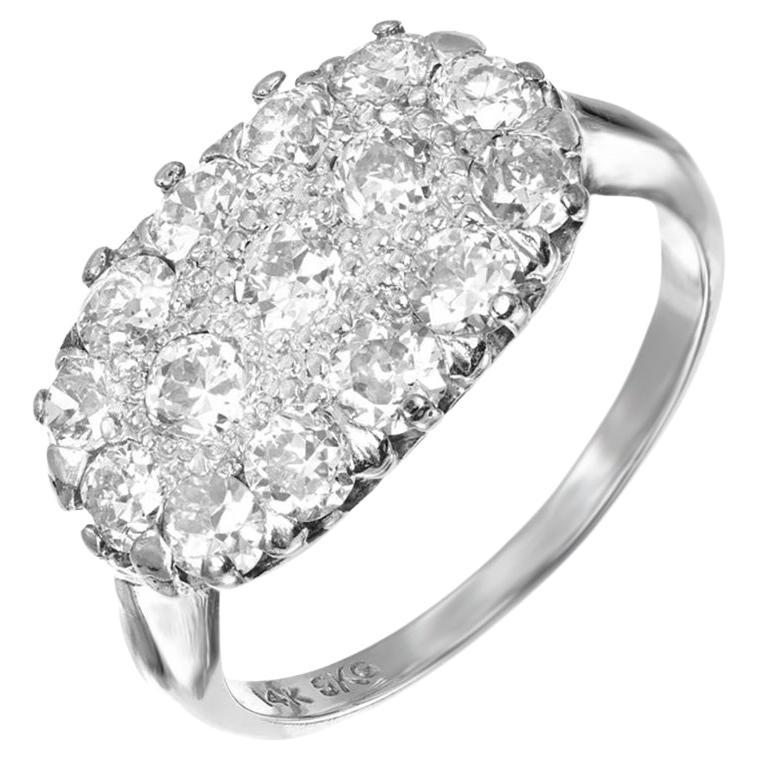 1.50 Carat Diamond Halo White Gold Cluster Cocktail Ring For Sale